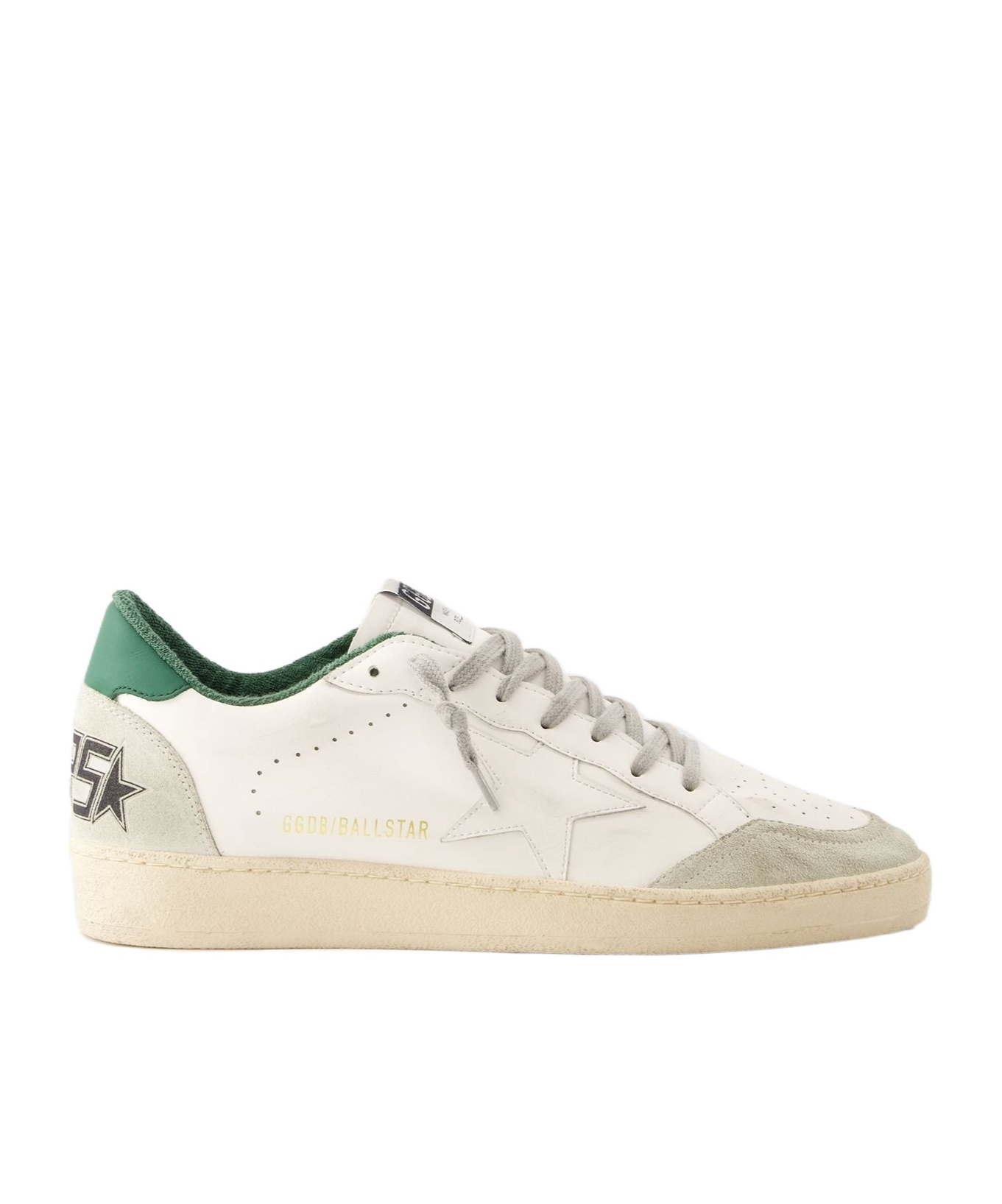 Golden Goose White Cow Leather Vamp Sneakers With Unique Used And Dirty Effect In White