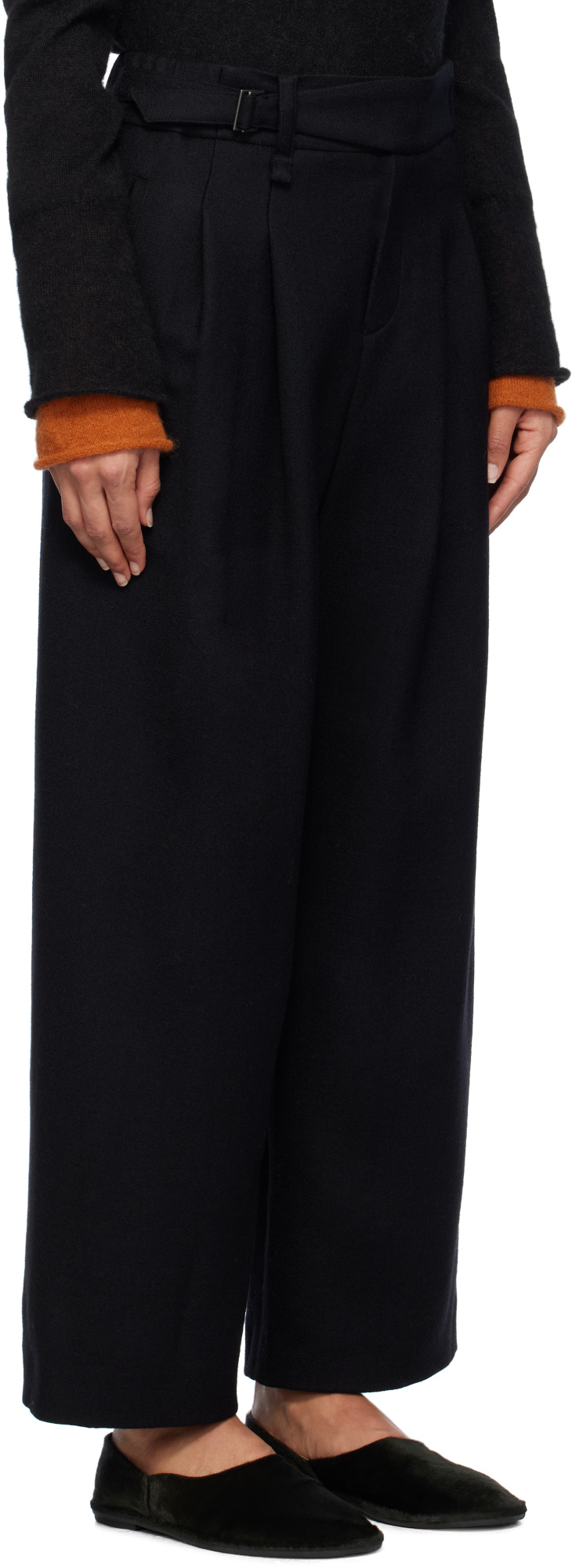 Shop Issey Miyake Belt Loop Track Pants In Black