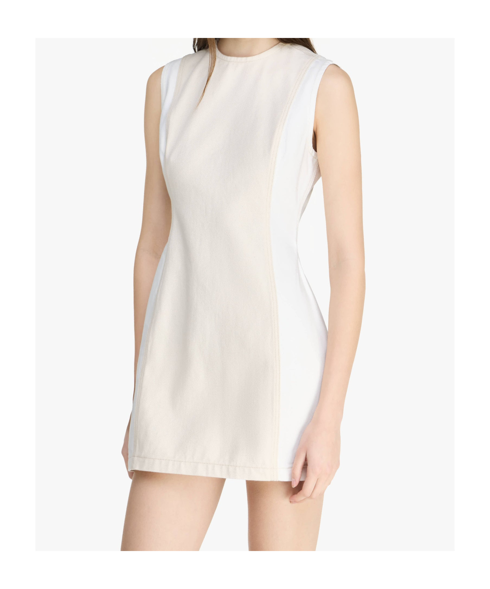 Jw Anderson Paneled Sleeveless Mini Shift Dress In White
