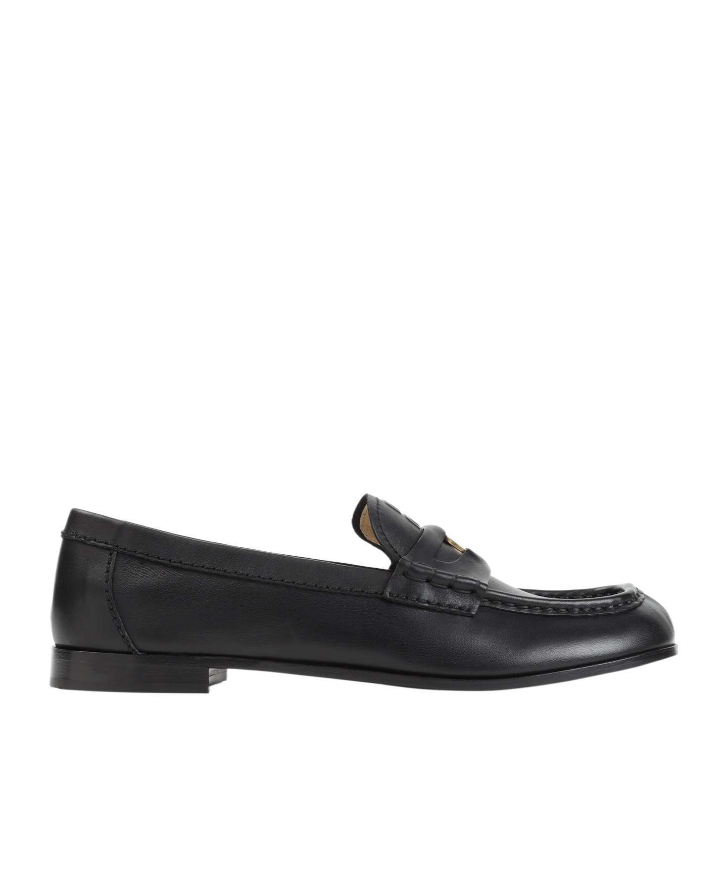 Miu Miu Round Head Loafer Shoes In Black