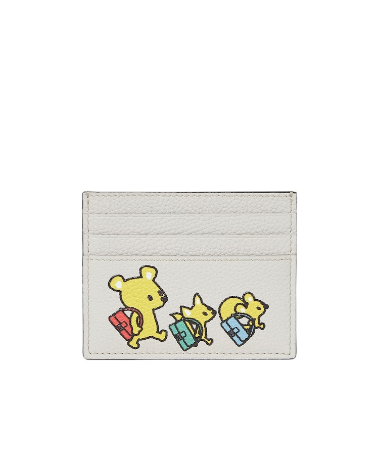 Shop Fendi Light Grey Leather Card Holder With Multicolour Print In Multi-color