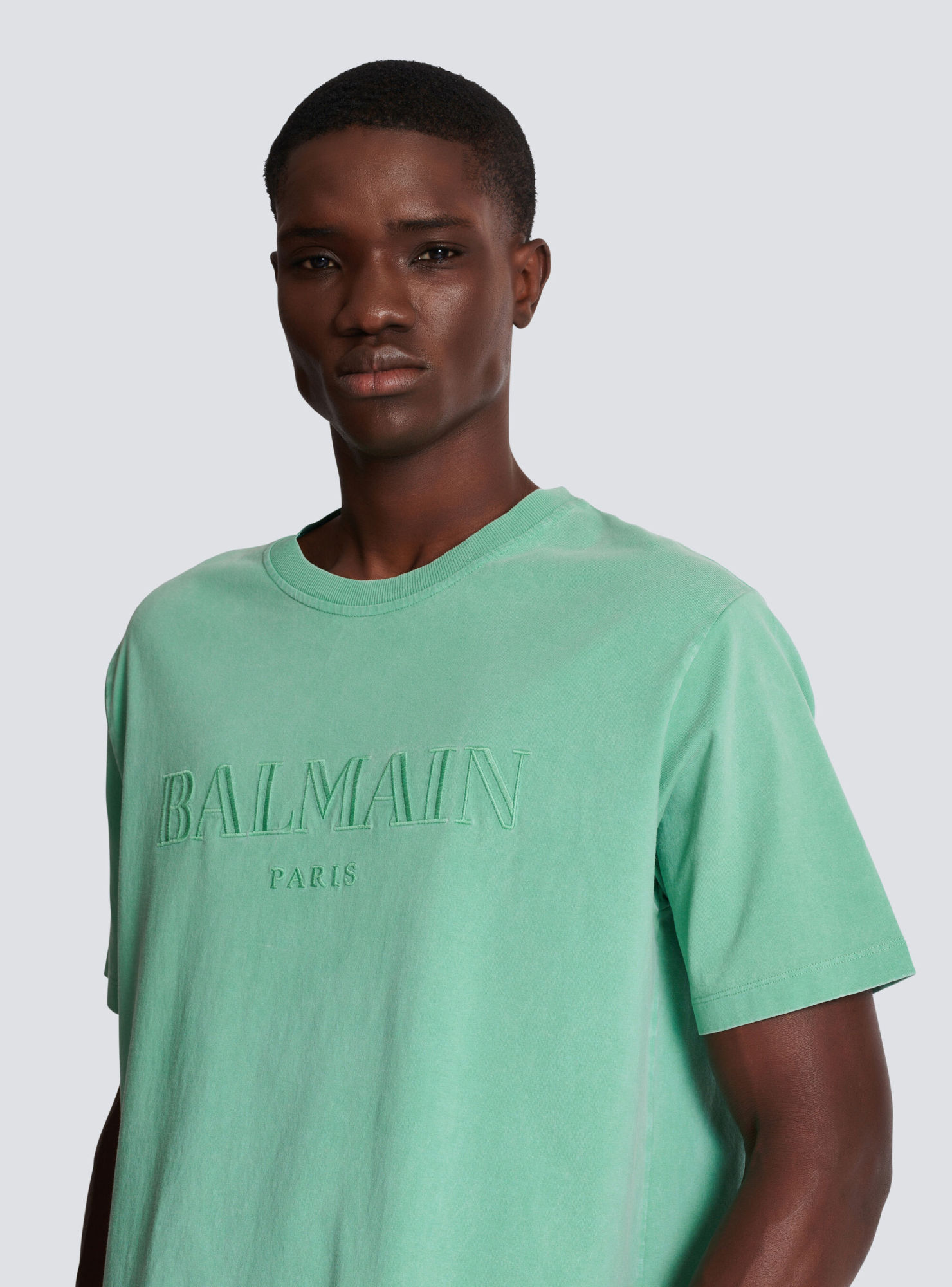 Balmain Cotton Embroidered T-shirt In Green