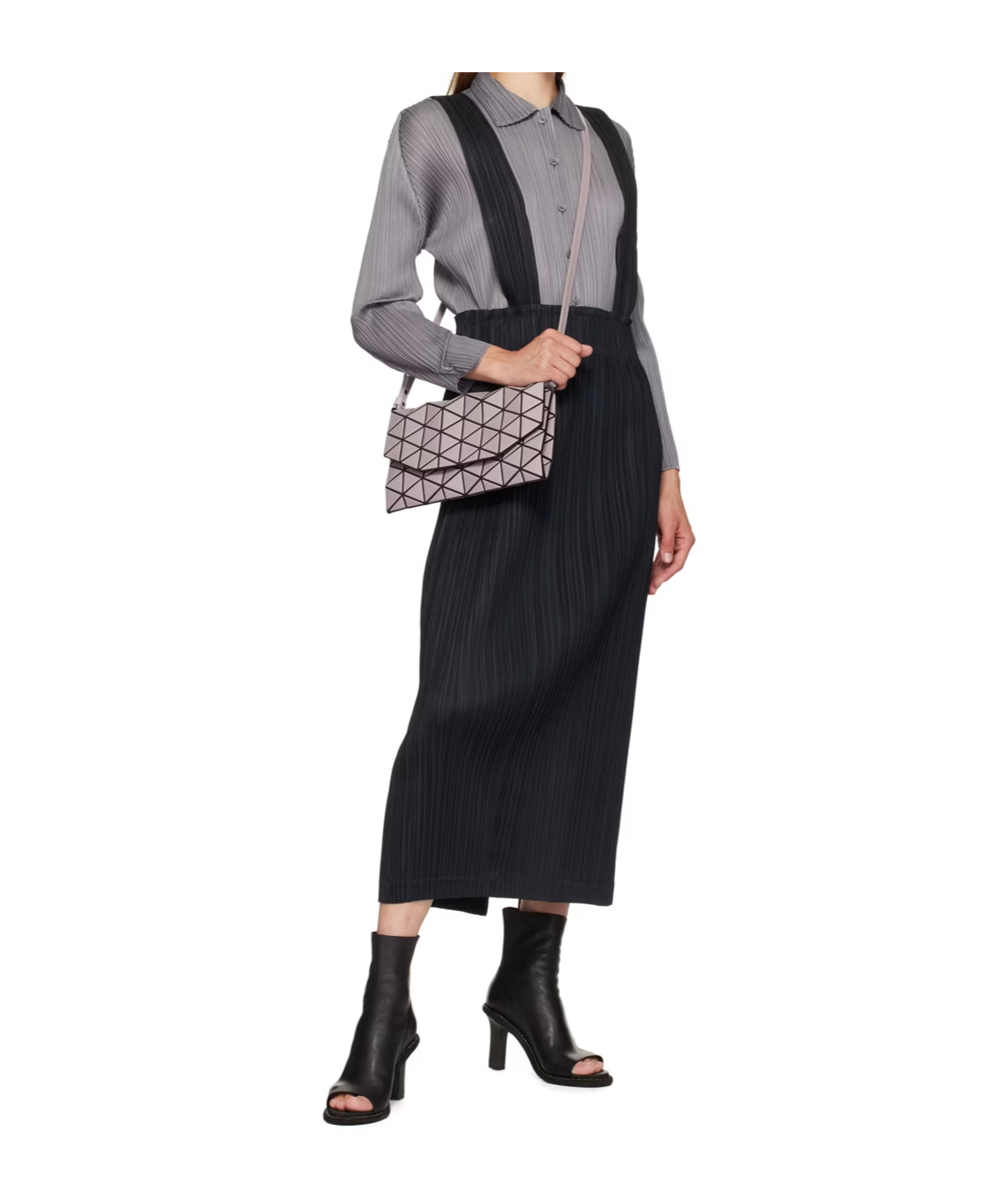 Bao Bao Issey Miyake Tonneau Matte Triangular Decal Shoulder Bag In Nude