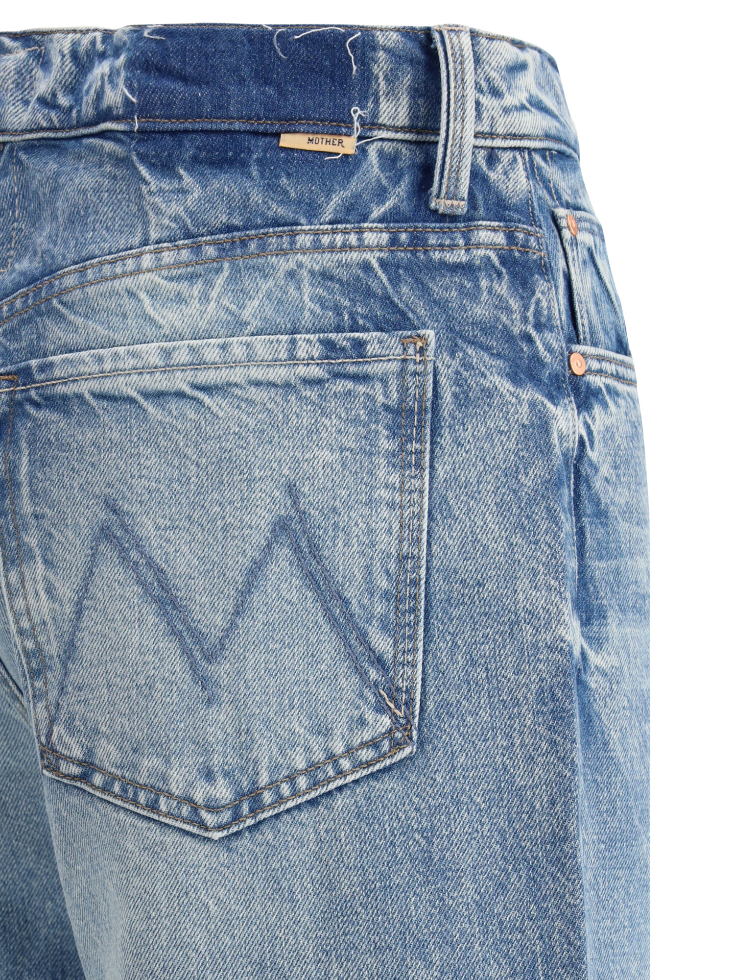 Mother Womens Enjoy The Ride Rambler Faded-wash Straight-leg Mid-rise Stretch-denim Blend Jeans In Blue