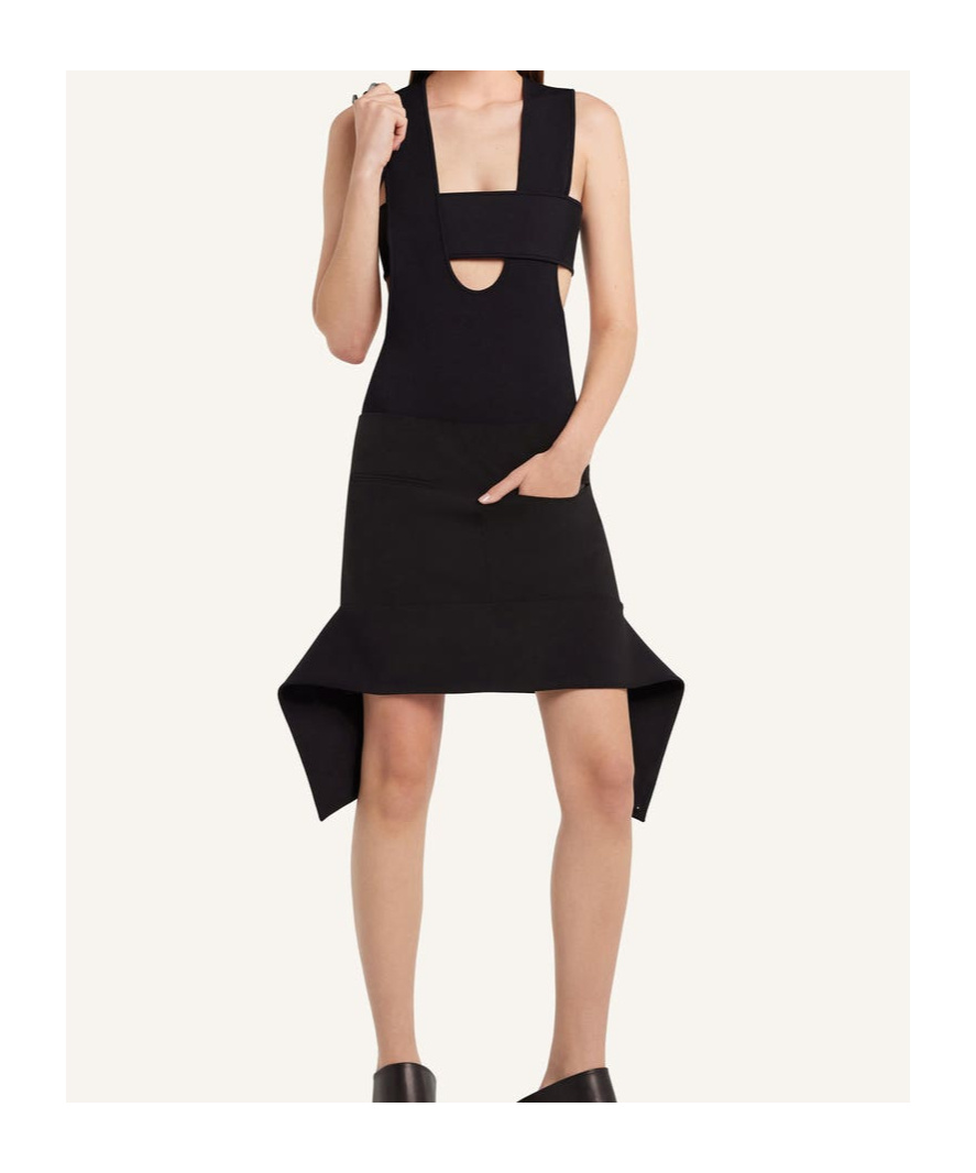 Courrèges Reversed Belt Satin Mini Skirt In Black
