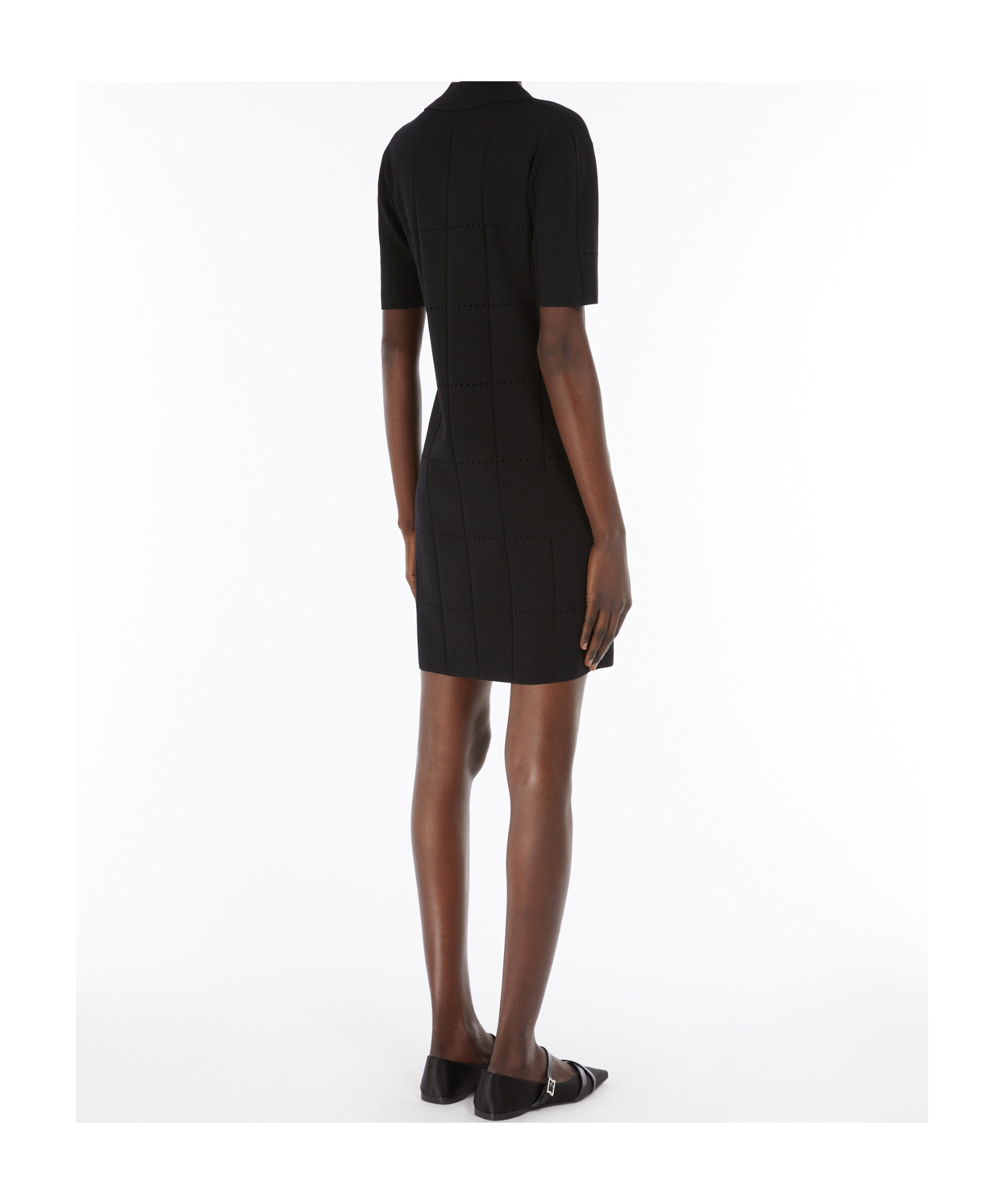 Max Mara Short Viscose Crepe Dress In Black