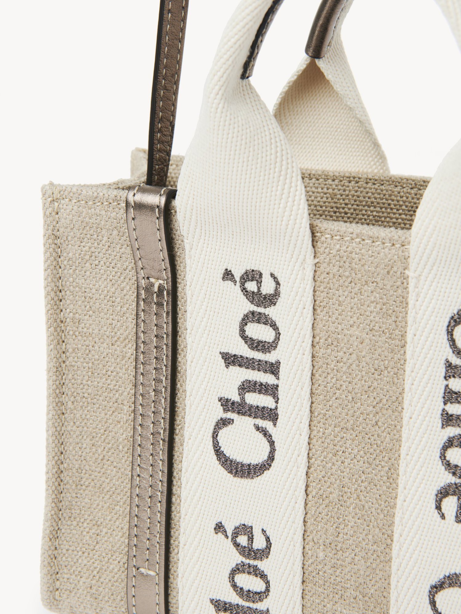 Shop Chloé Mini Woody Tote Bag In White