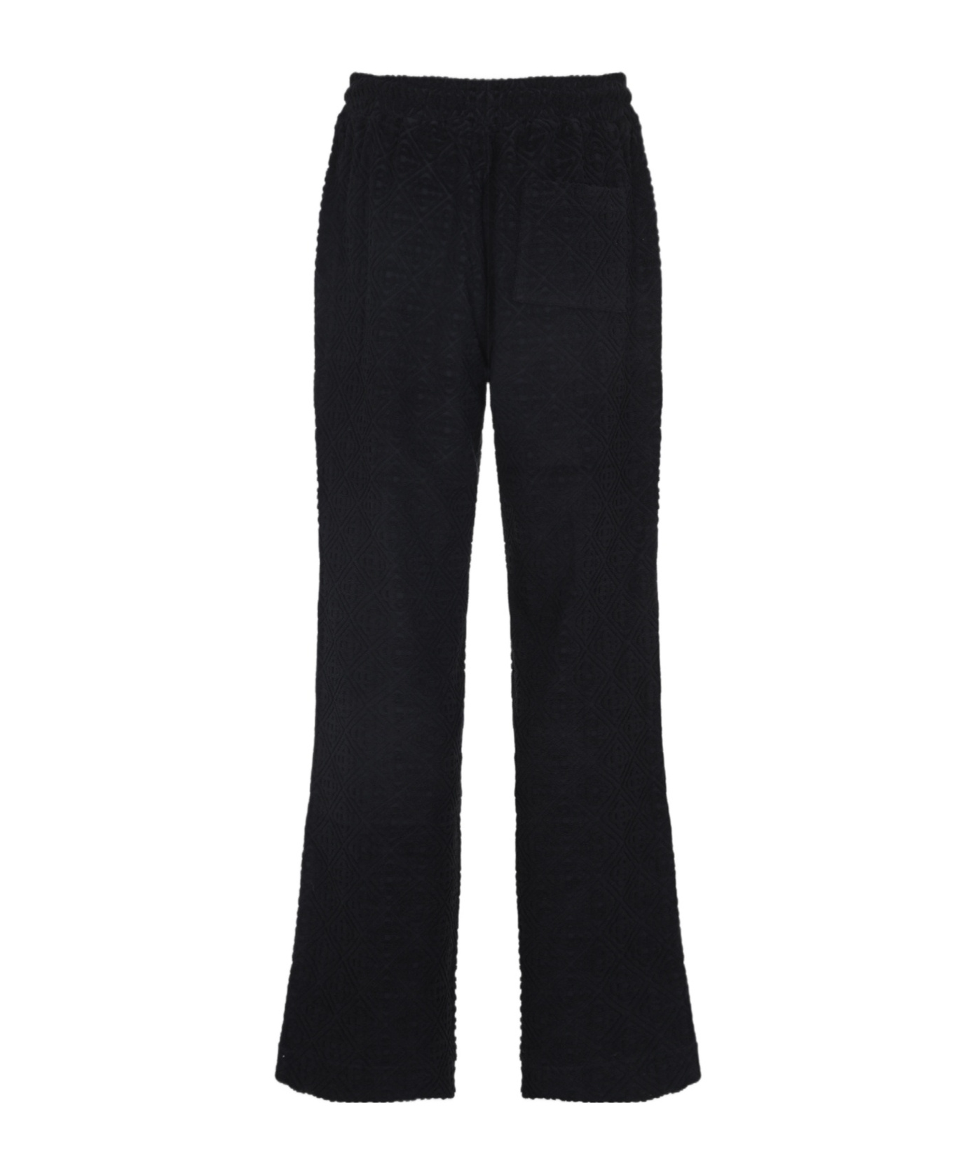 Casablanca Black Pants With All-over Embossed Monogram And Drawstring Waist In Black