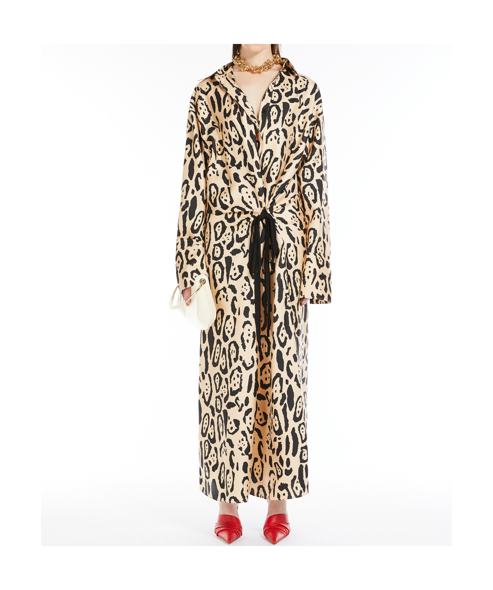 Sportmax Silk Leopard Print Astoria Maxi Dress In Nude