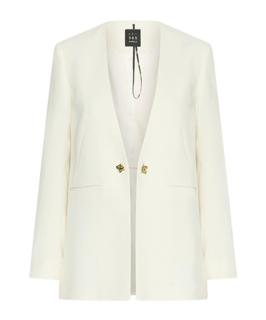 Marella Envers Satin Collarless Blazer - Wool White