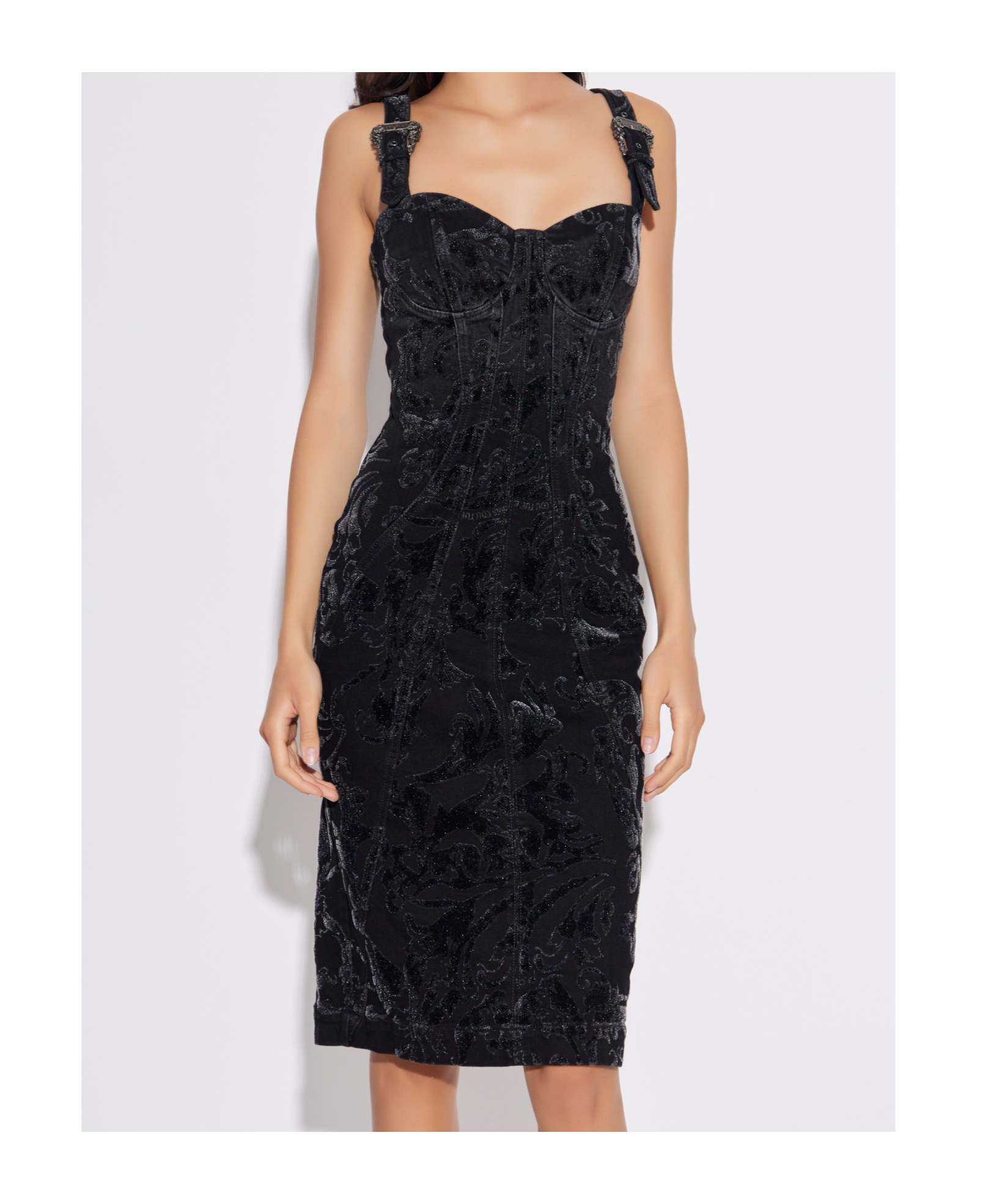 Versace Jeans Off Shoulder Dress In Black