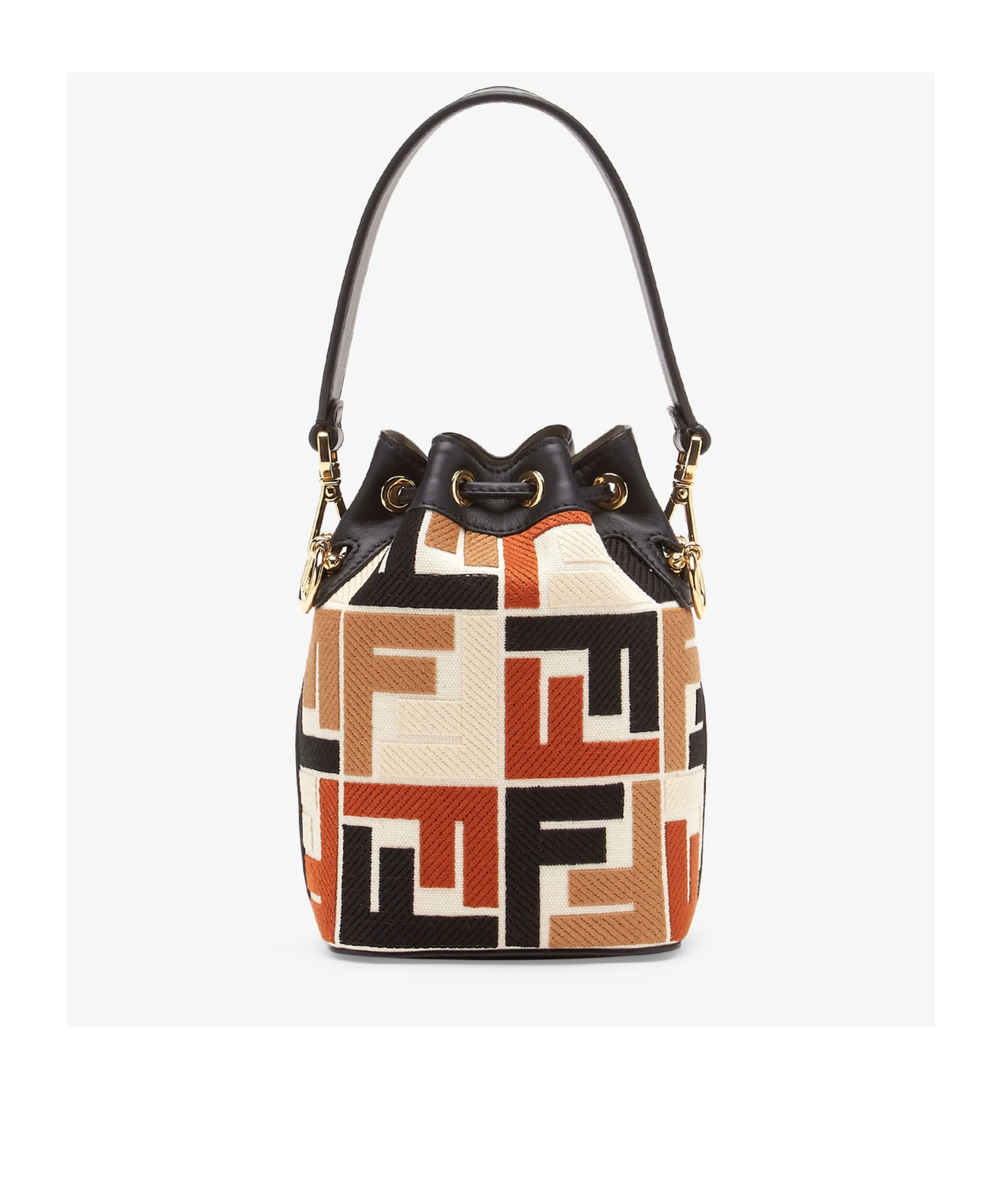 Fendi Multicolour Canvas Mini-bag With Ff Embroidery In Black