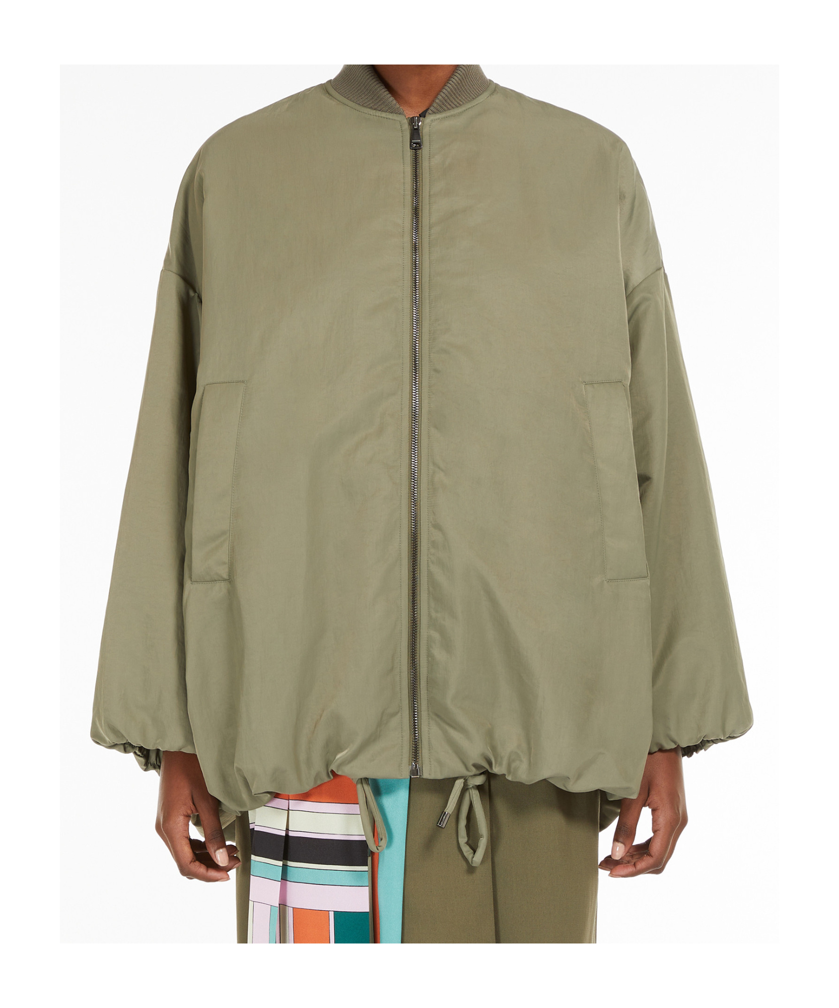 Weekend Max Mara Water-repellent Twill Bomber Jacket In Sage Green