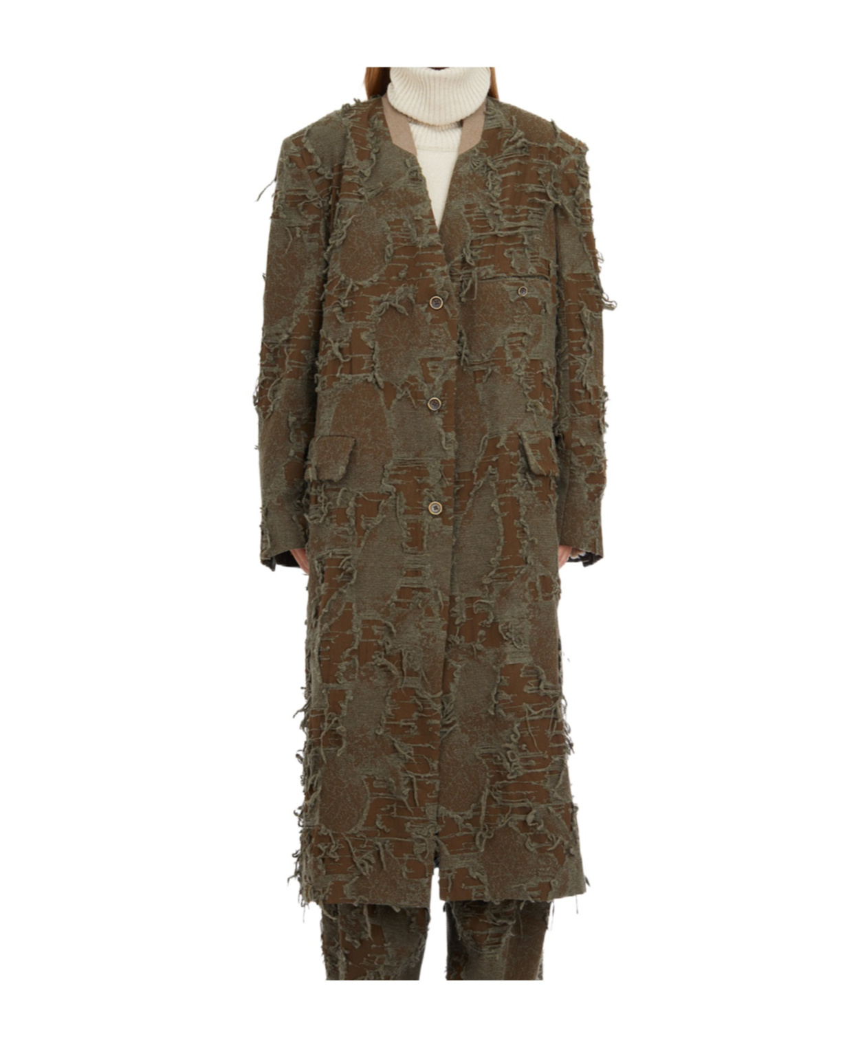 Uma Wang Cappotto Crossword In Lana In Green