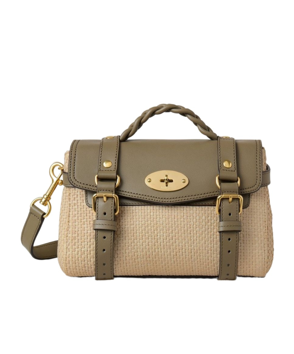 Mulberry Mini Raffia And Leather Alexa Satchel