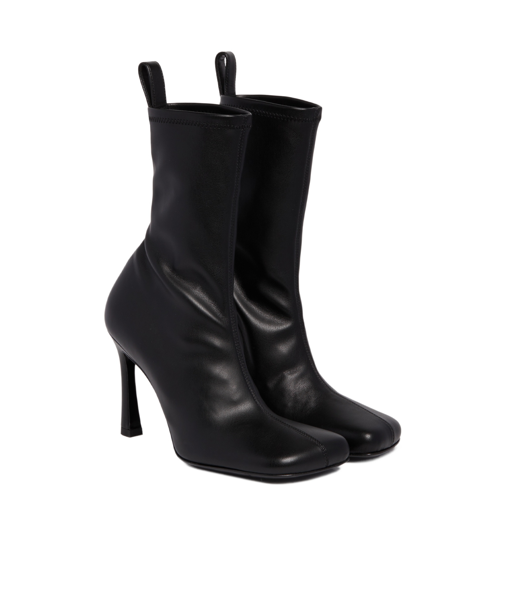 Attico Square-toed Short Boots In Black