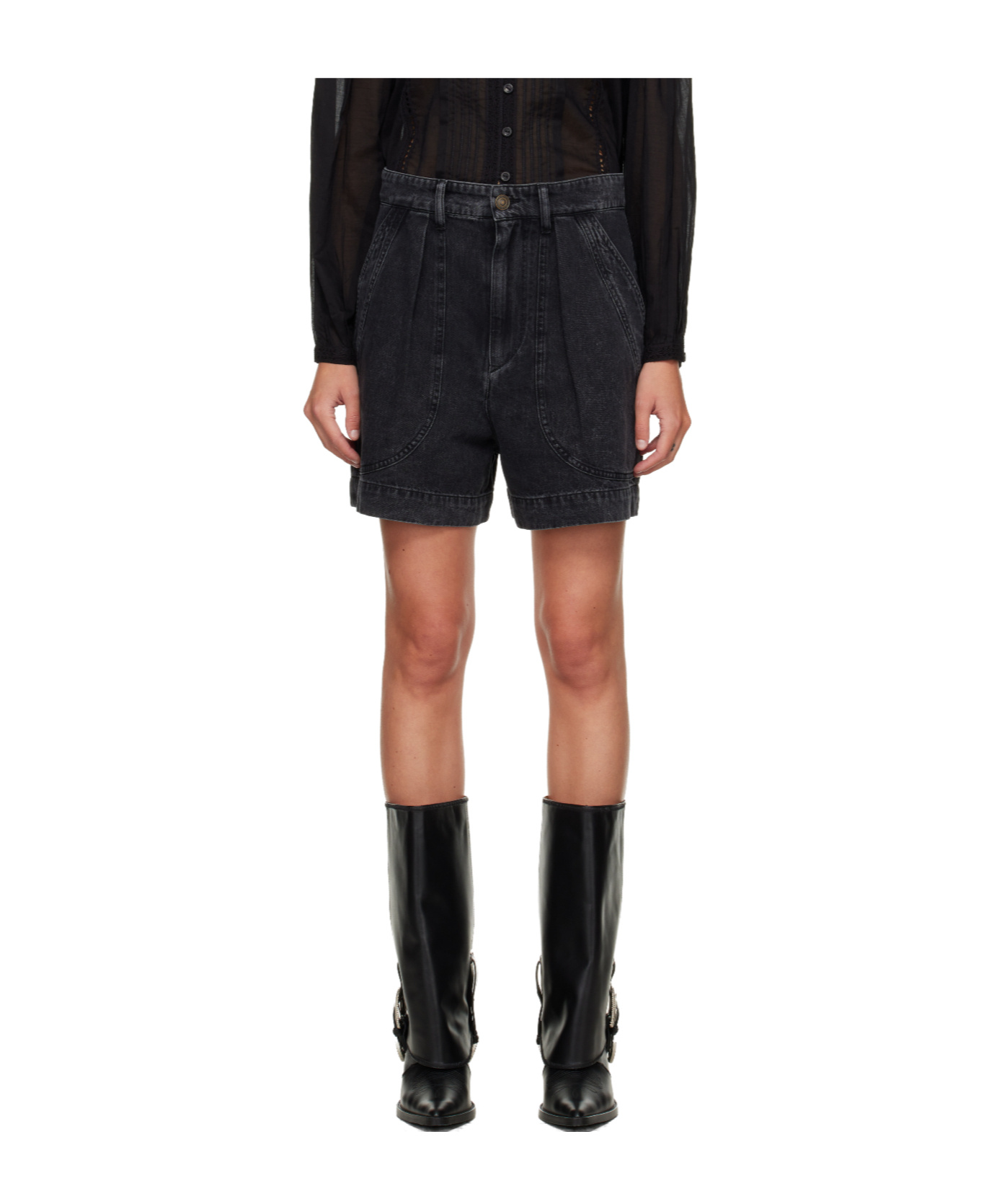 Isabel Marant Étoile Black Noemia Denim Shorts In Black