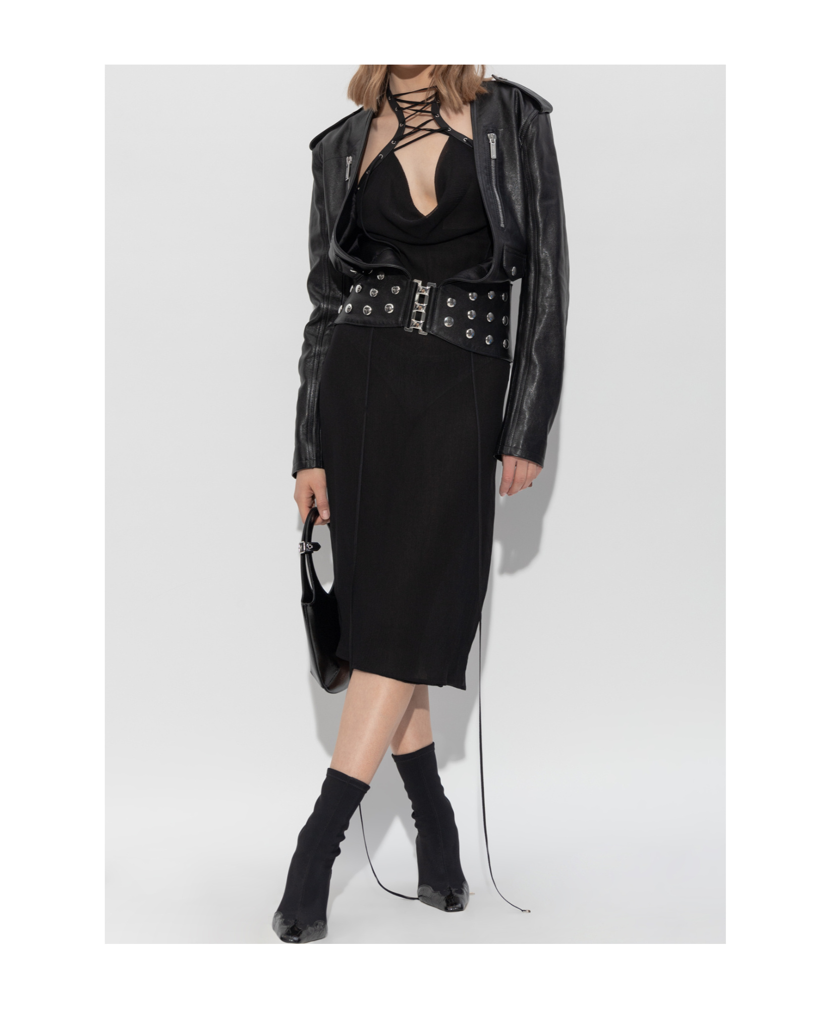 Dsquared2 Cropped Leather Jacket In Black