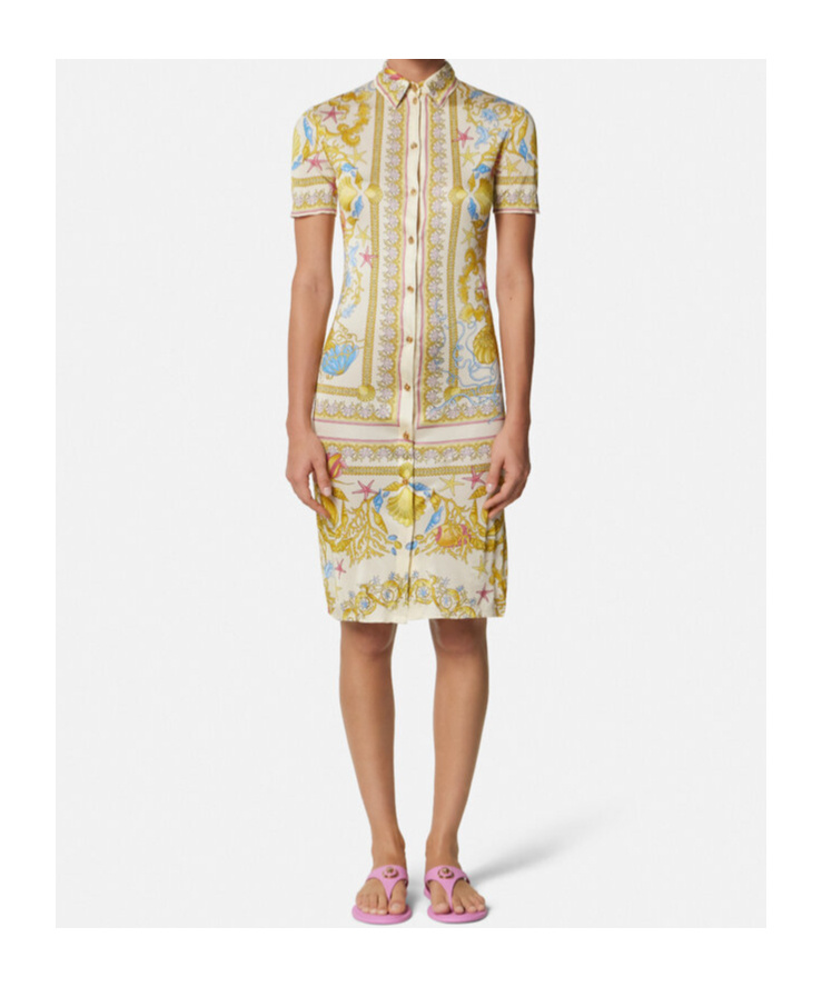 Versace Printed Stretch-jersey Midi Shirt Dress