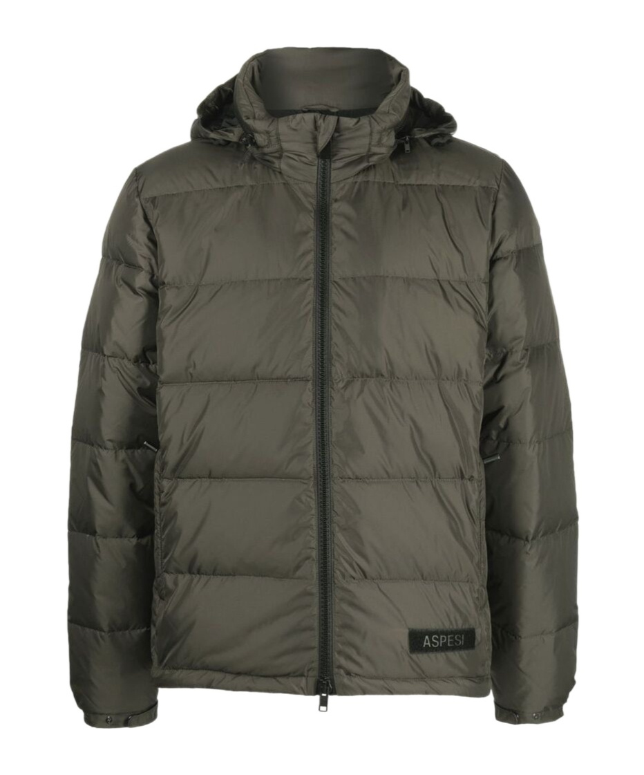 Aspesi Logo-patch Down Puffer Jacket In Green
