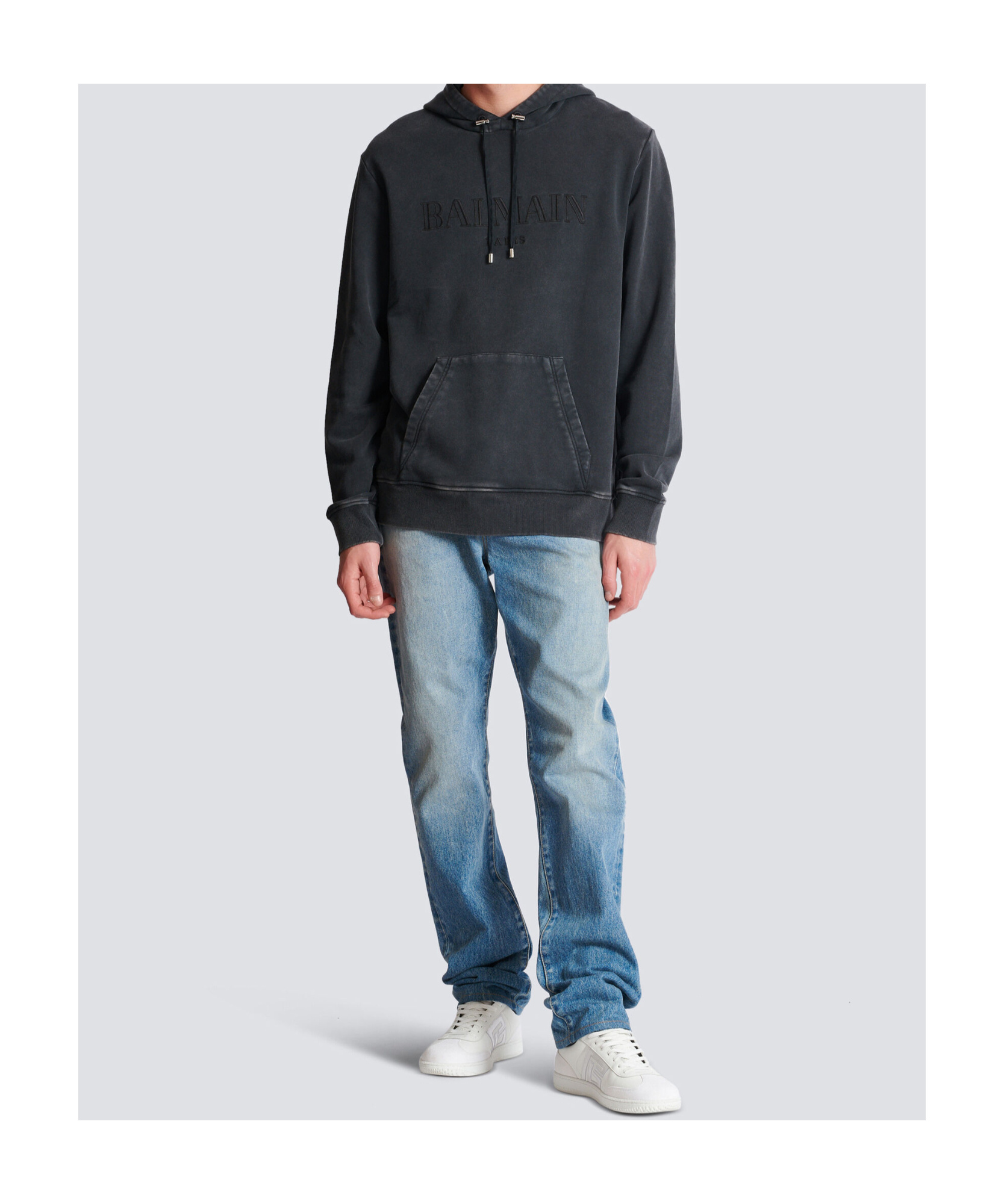 Balmain Logo-embroidered Cotton-jersey Hoodie In Black