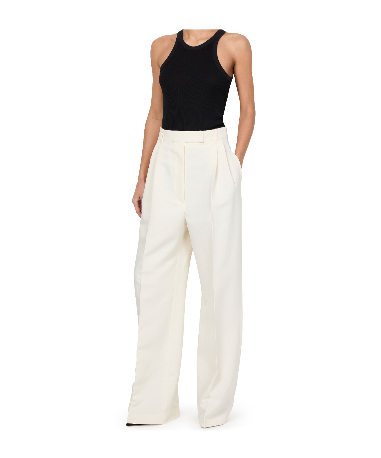Rohe High-waisted Casual Pants In White
