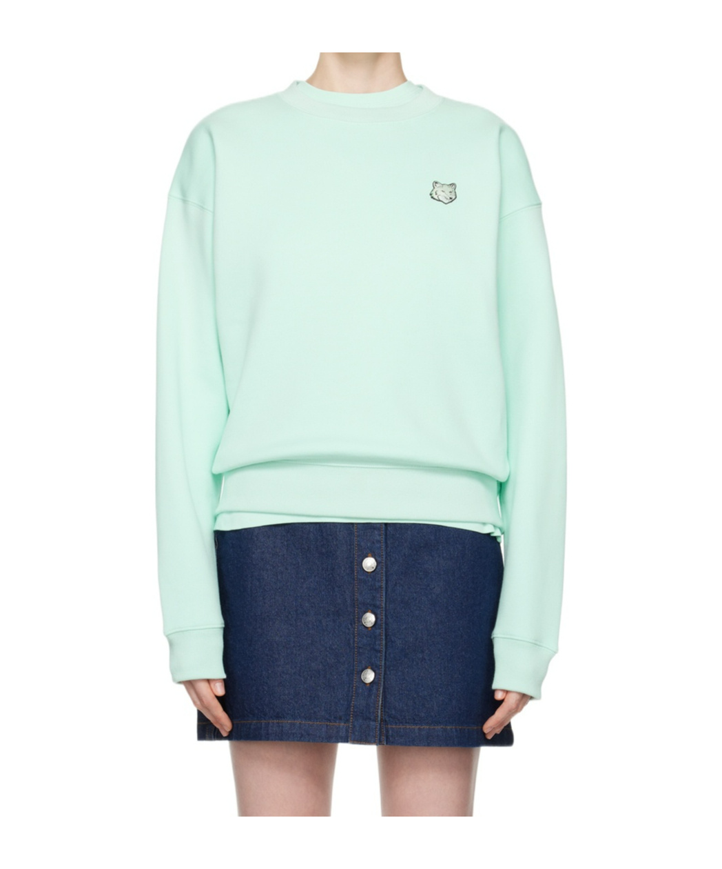 Shop Maison Kitsuné Bold Fox Head Patch Sweatshirt In Blue