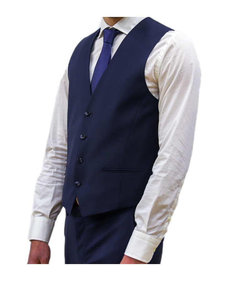 Hugo Boss Button-down Waistcoat In Blue