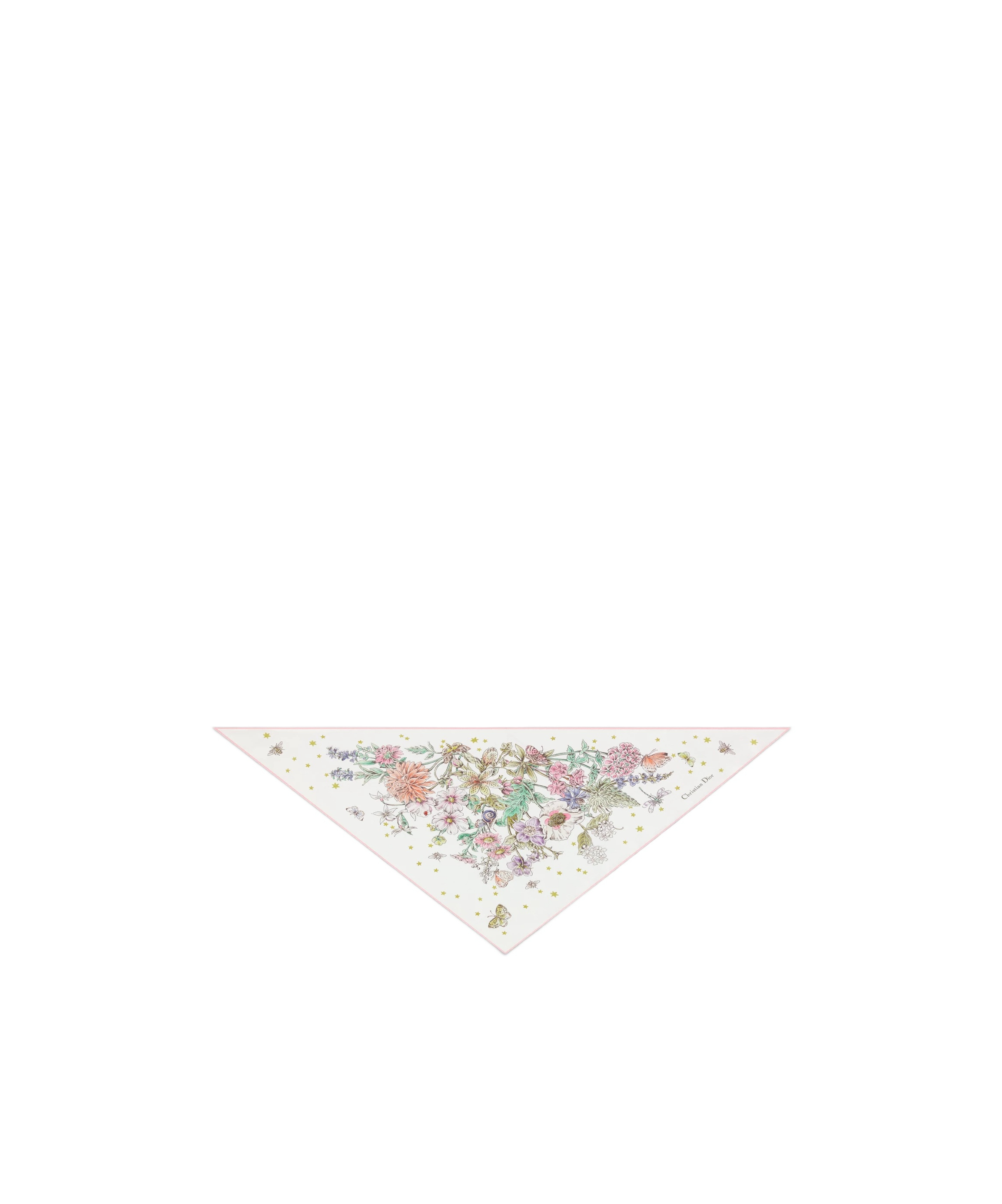 Dior Zodiac Flowers Triangle Scarf In White