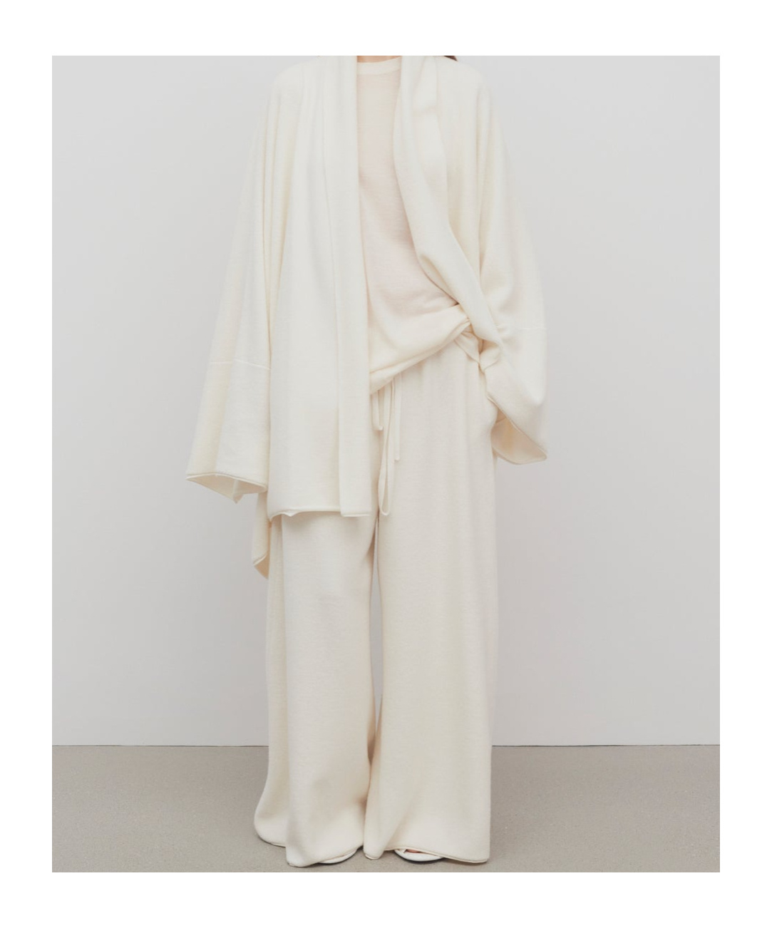 The Row Geordie Cashmere Towelling Wide-leg Pull-on Pants In White