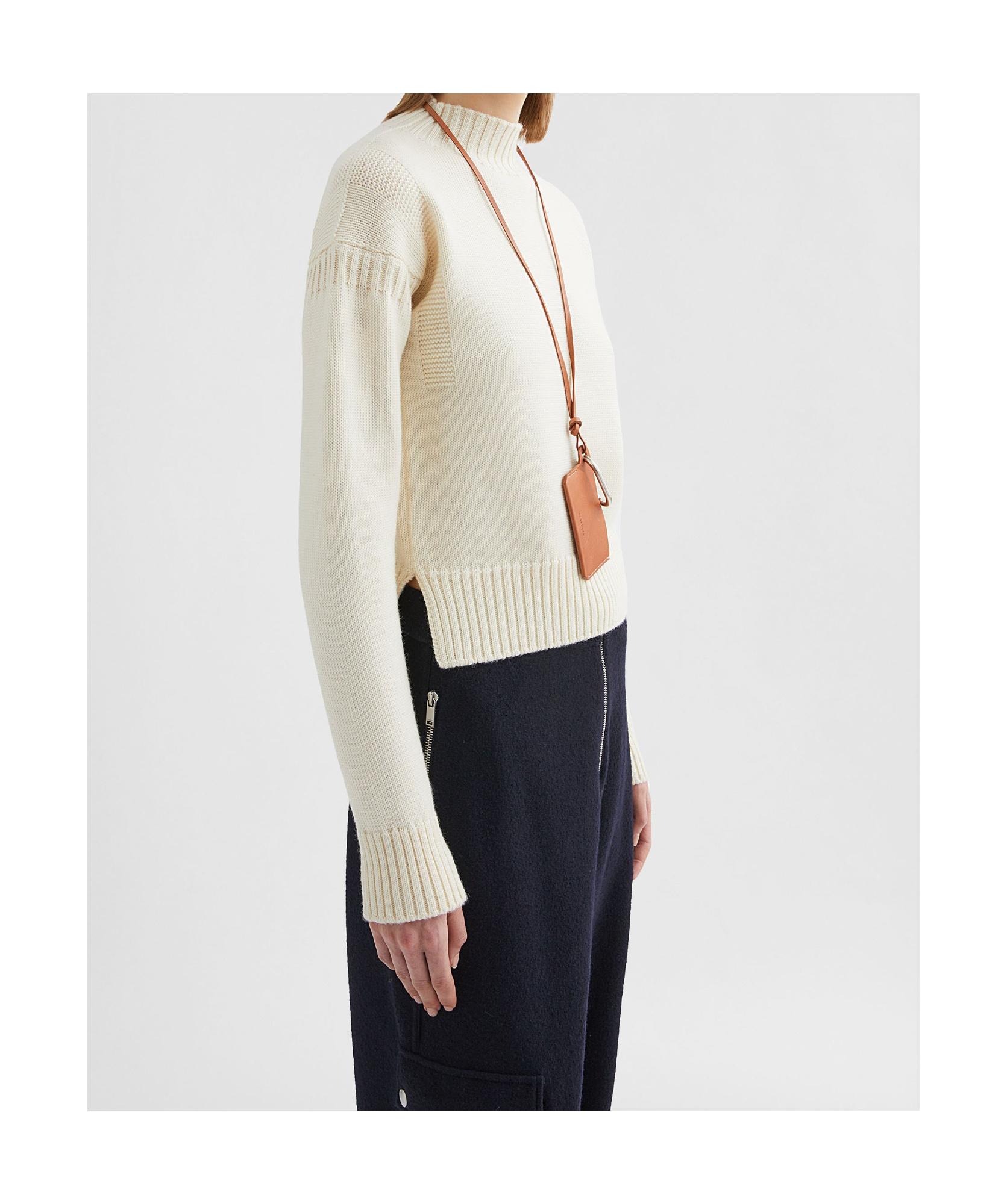 Jil Sander Wool Mock-neck Sweater In White