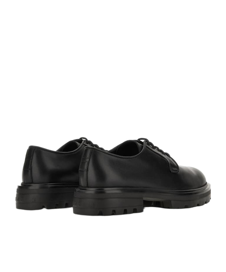 Hogan Chunky Sole Round Toe Derby Shoes In Black