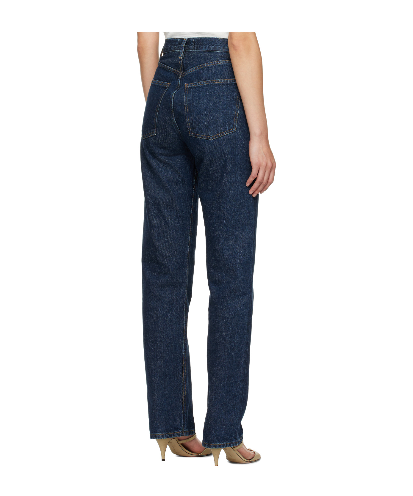 Agolde High Waist Denim Trousers In Blue
