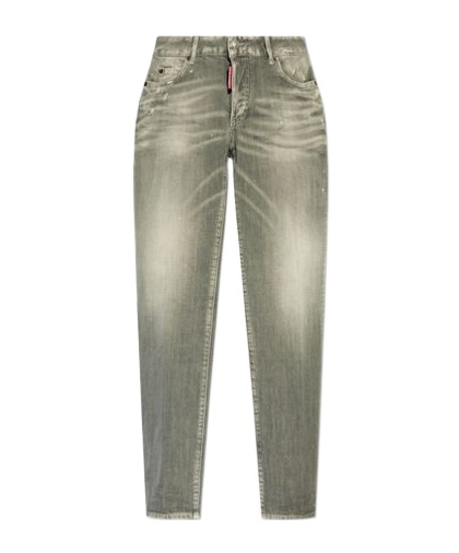 Dsquared2 Logo Patch Jeans In Gray