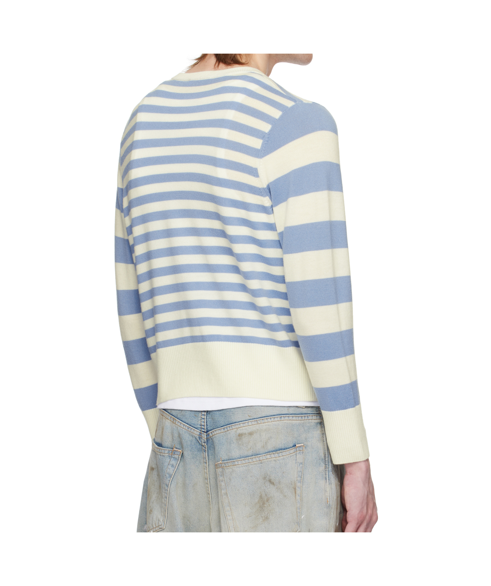 Charles Jeffrrey Loverboy Button Down Cardigan In Blue Stripes