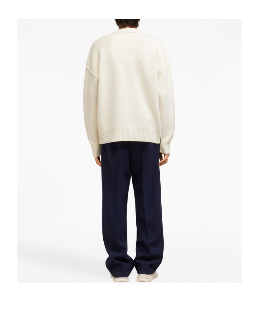 Ami Alexandre Mattiussi Ami Paris Ami Heart Design Wool Sweater In Intarsia Knit In White