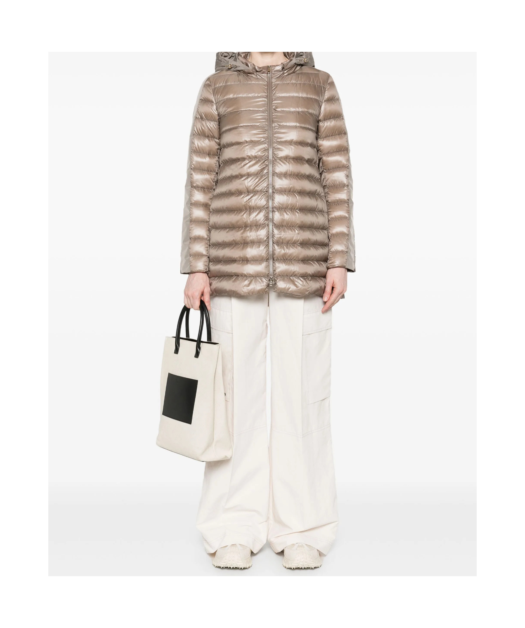 Herno Quilted Hooded Down Jacket In Brown
