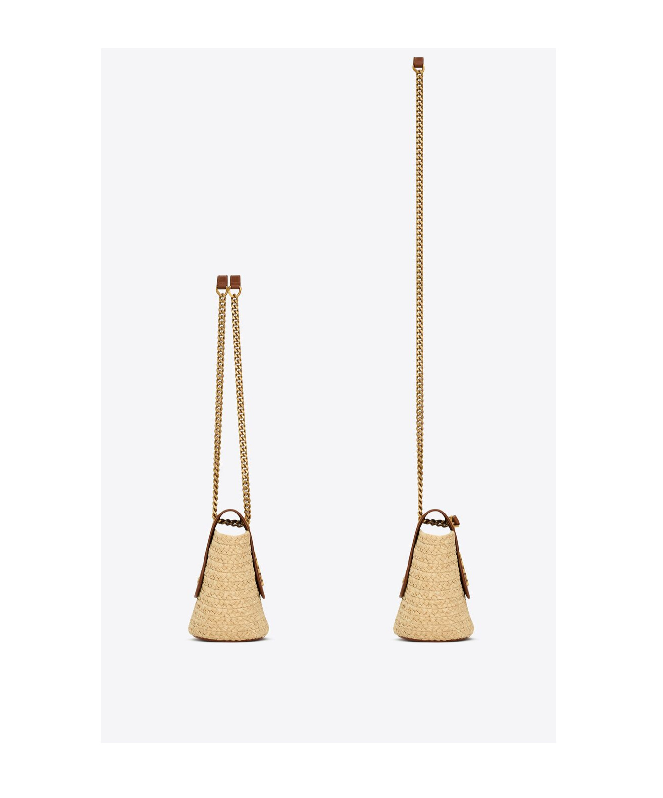 Saint Laurent Small Manon Raffia Crossbody Bag In Nude