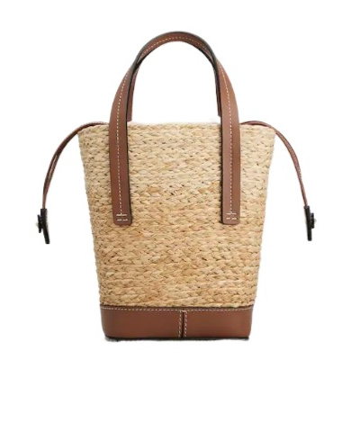 Roger Vivier Mini Shoulder Bag With Raffia Body In Brown