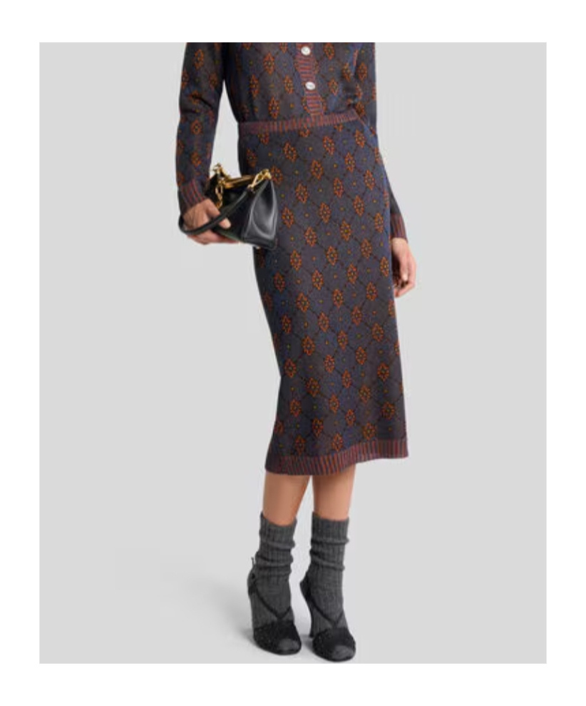 Etro Knit Skirt With Tie-inspired Motif In Multi