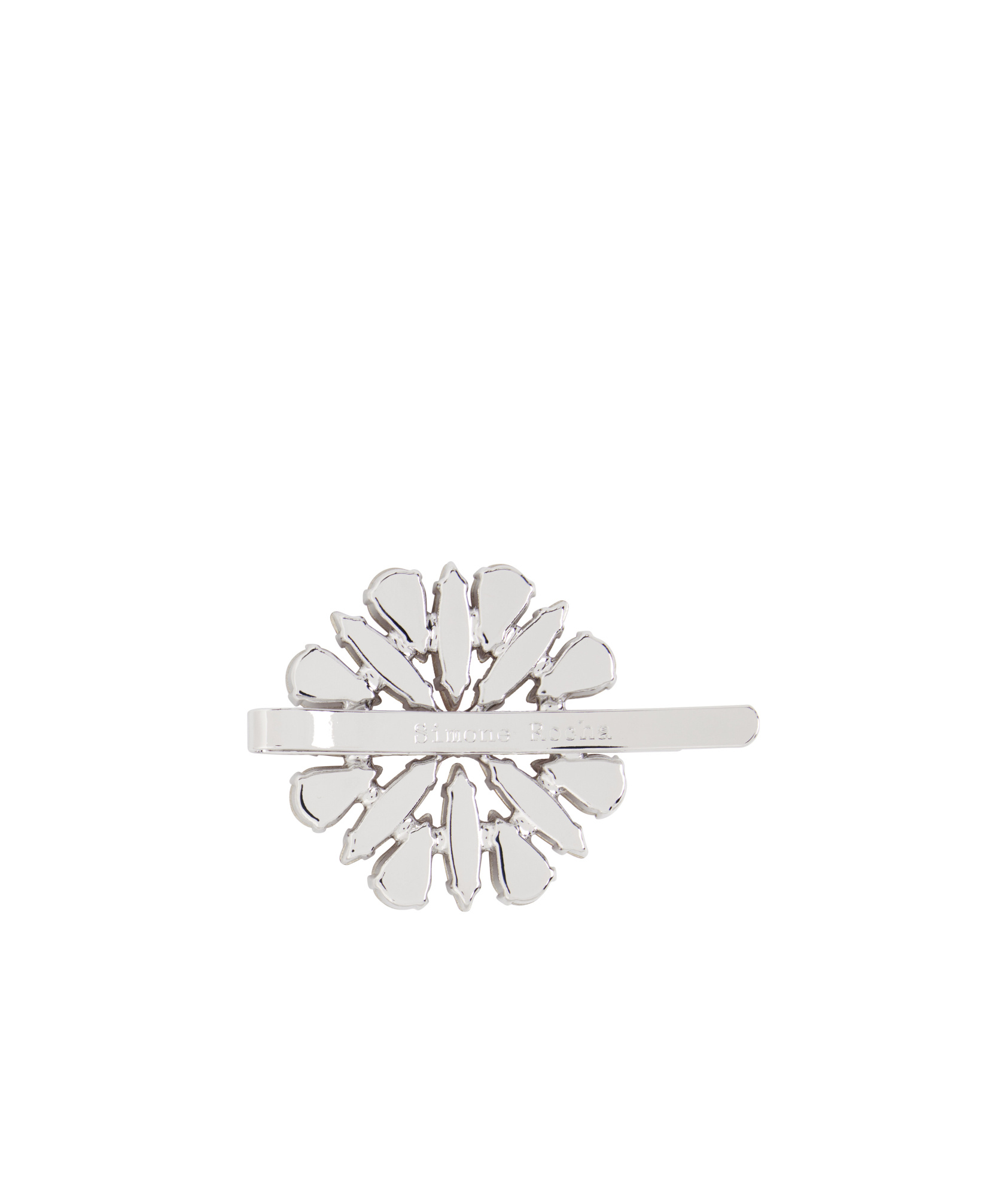 Simone Rocha Silver & Pink Crystal Blossom Hair Clip In Rosy
