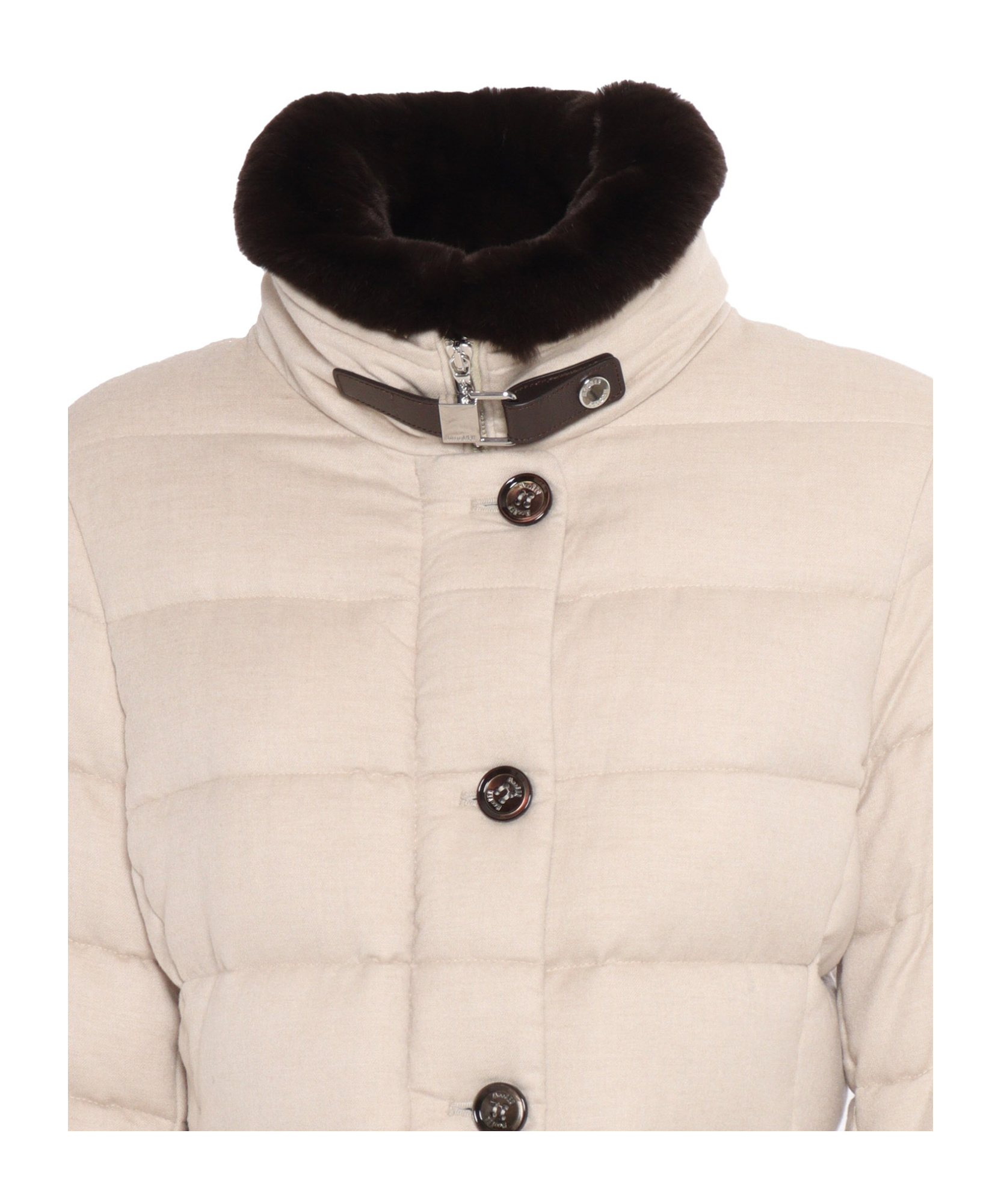 Moorer Vetiver Padded Coat In Nude