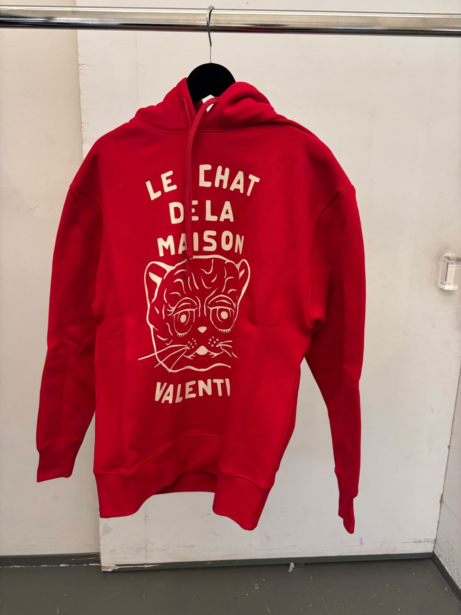 Valentino Cotton Sweatshirt With Hood And Graphic Print In Red