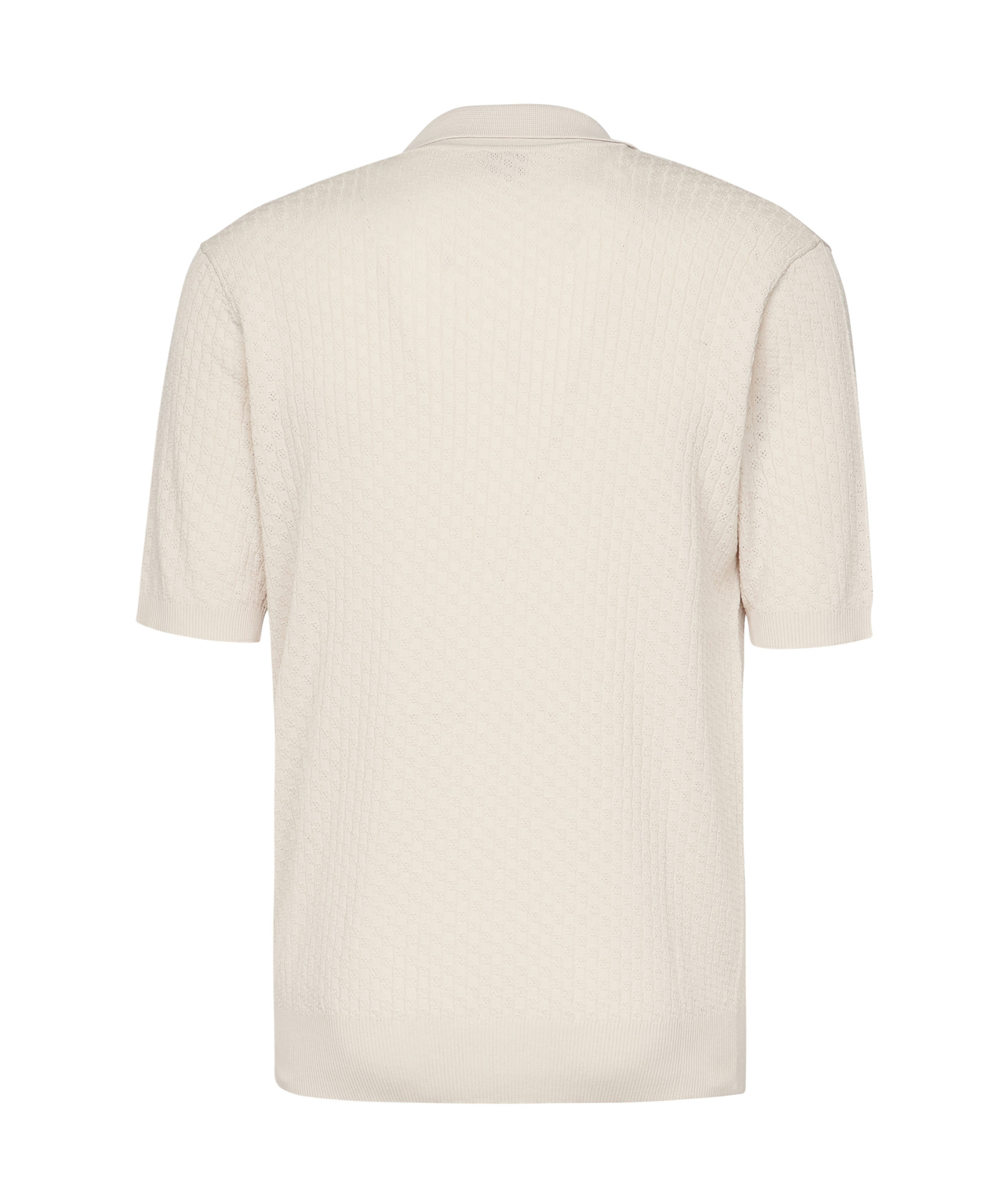 Eleventy Textured Cotton Polo With Ribbed Collar In White