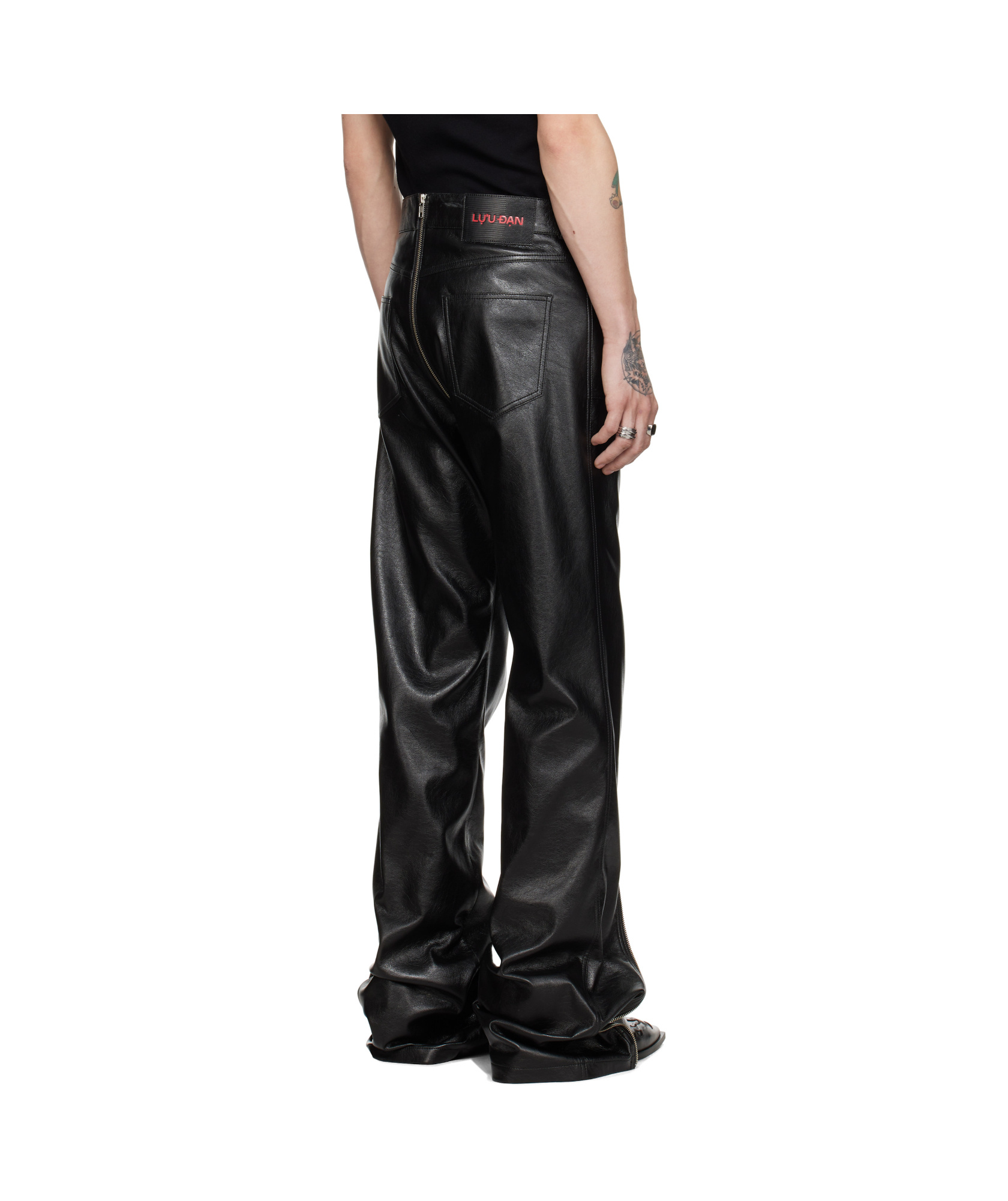 Lu'u Dan Belt And Loop Leather Pants In Black