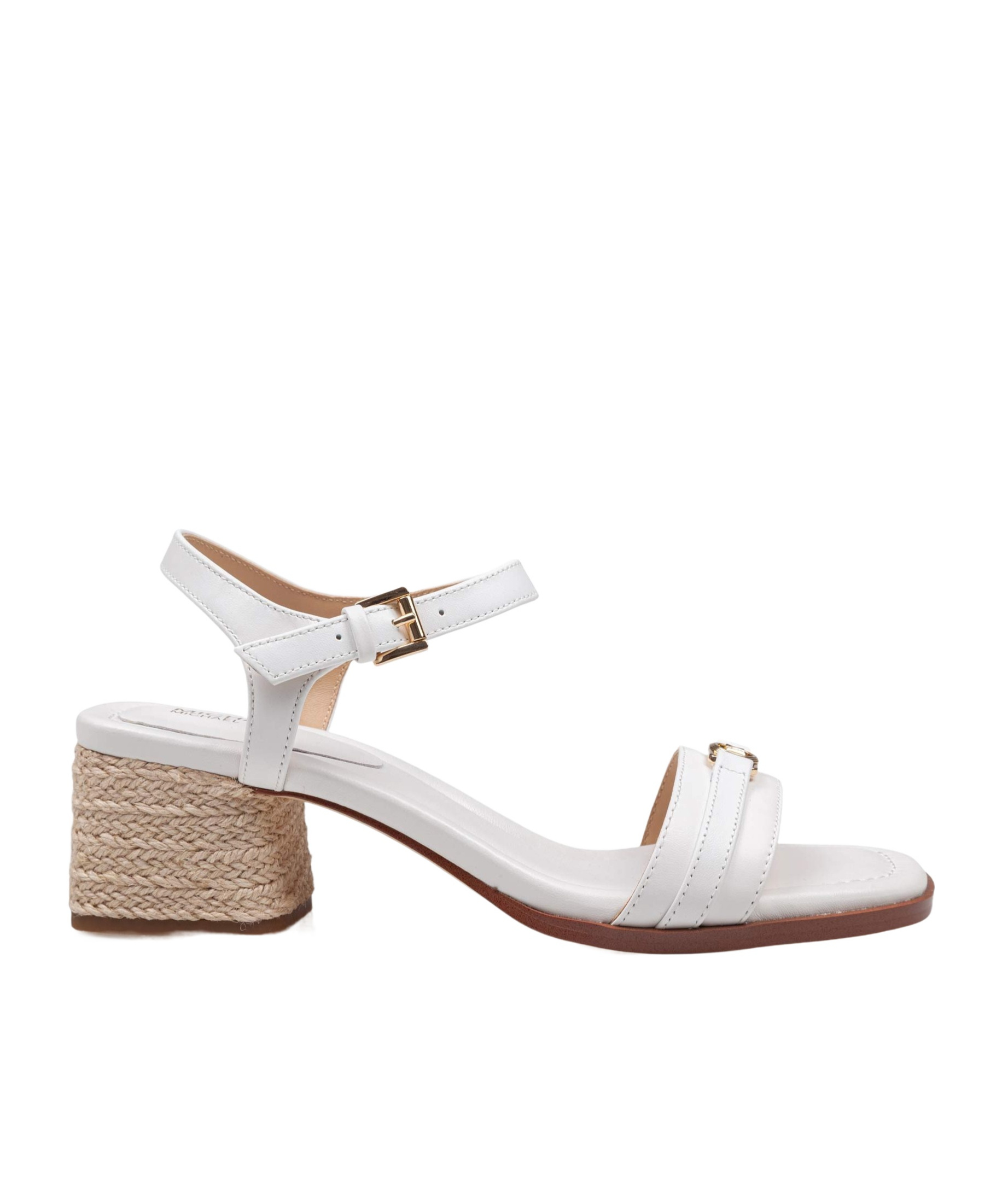 Michael Kors Mandy Sandal In White Leather With Ute Heel In White