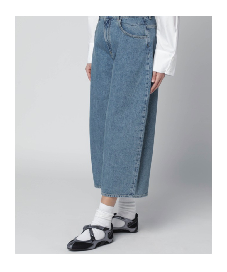 Attico Light Blue Cropped Jeans In Blue