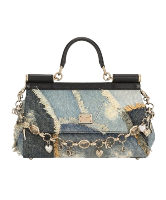 DOLCE & GABBANA SICILY DENIM PATCHWORK CROSS BODY BAG
