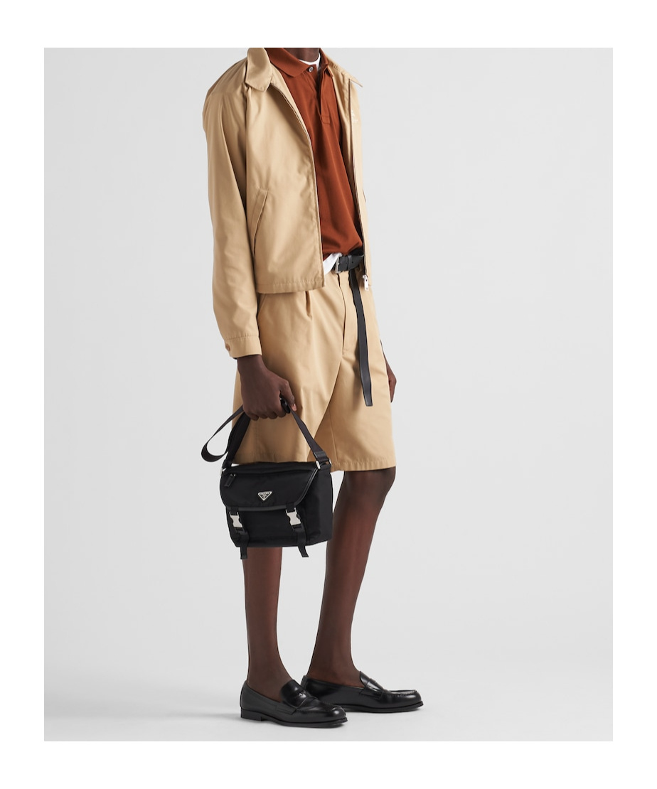 Prada Re-nylon And Saffiano Leather Shoulder Bag In Black