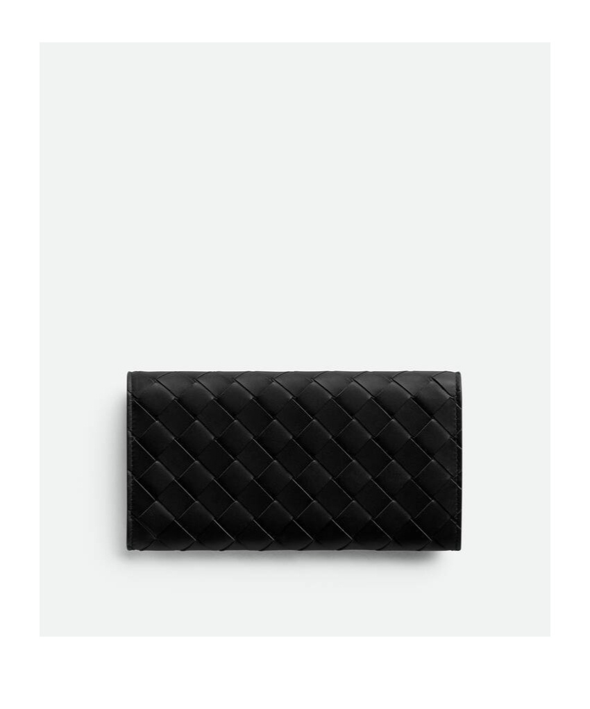 Bottega Veneta Intrecciato Long Wallet With Coin Purse In Black